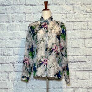 MSGM SIlk Abstract Floral Blouse
